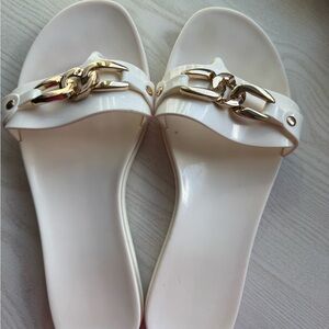 Vince Camuto Evolet Chain-Strap Jelly Slide Gently Worn